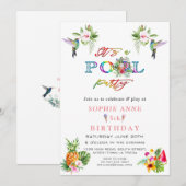 Invitation Hibiscus rose exotique Hummingbirds 5e anniversair (Devant / Derrière)