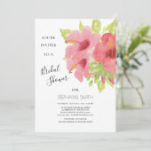 Invitation Hibiscus rose Fête des mariées florale (Debout devant)