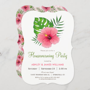 Invitation Hibiscus rose Fleur Fleur Fête de réchauffement de