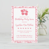Invitation Hibiscus rose Fleurs tropicales Anniversaire (Debout devant)