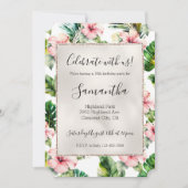 Invitation Hibiscus rose tropical Floral (Devant)
