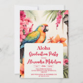 Invitation Hibiscus rose tropical Graduation florale (Devant)