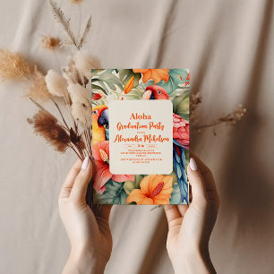 Invitation Hibiscus rose tropical Graduation florale