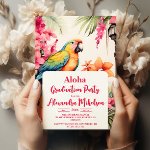 Invitation Hibiscus rose tropical Graduation florale