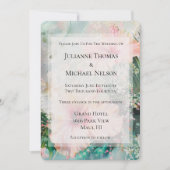 Invitation Hibiscus rose tropical Mariage floral (Devant)