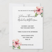 Invitation Hibiscus rose tropical Mariage floral (Devant)