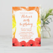 Invitation Hibiscus rouge hawaïen Golden Beach Anniversaire (Debout devant)