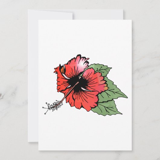 Invitation Hibiscus rouge tropical avec Feuilles verts (Devant)