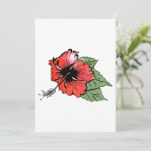 Invitation Hibiscus rouge tropical avec Feuilles verts (Debout devant)