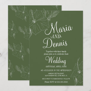 Invitation Hibiscus Simple Ligne Tropicale Verte