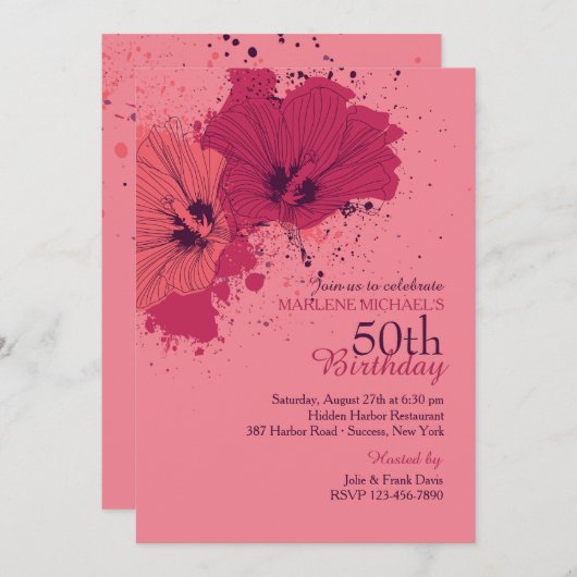 Invitation Hibiscus Splash (Devant / Derrière)