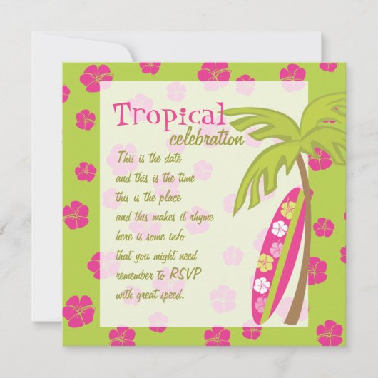 Invitation Hibiscus Surboard (Devant)