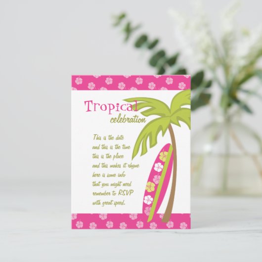 Invitation Hibiscus Surboard (Debout devant)