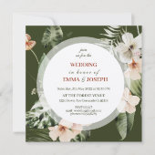 Invitation Hibiscus tropical boho pastel Mariage floral (Devant)