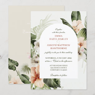 Invitation Hibiscus tropical boho pastel Mariage floral