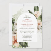 Invitation Hibiscus tropical boho pastel Mariage floral (Devant)