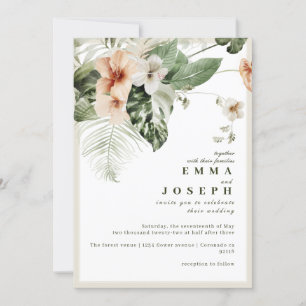 Invitation Hibiscus tropical boho pastel Mariage floral