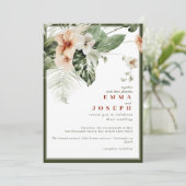 Invitation Hibiscus tropical boho pastel Mariage floral (Debout devant)