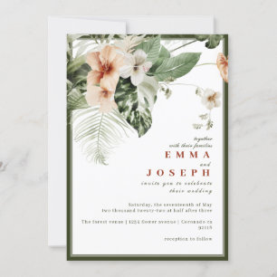 Invitation Hibiscus tropical boho pastel Mariage floral
