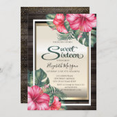 Invitation Hibiscus tropical Bois doux 16 (Devant / Derrière)