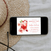 Invitation Hibiscus tropical Cerise Cocktail Anniversaire