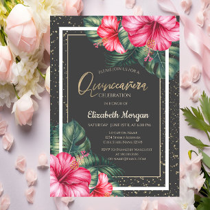 Invitation Hibiscus Tropical, Confetti