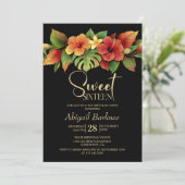 Invitation Hibiscus tropical Floral Sweet 16 Anniversaire (Debout devant)