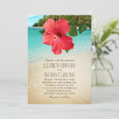 Invitation Hibiscus Tropical Hawaiian Beach Mariage à thème (Debout devant)