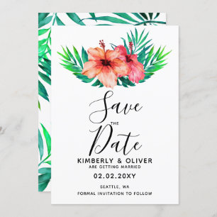 Invitation Hibiscus tropical Hawaiian Beach Wedding