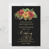 Invitation Hibiscus tropical Mariage noir floral (Devant)