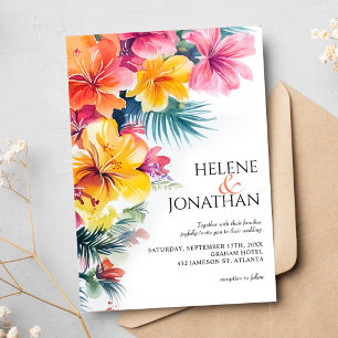 Invitation Hibiscus tropical Ocean Beach Destination Mariage
