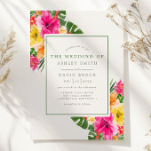Invitation Hibiscus tropical Palm Feuille Mariage
