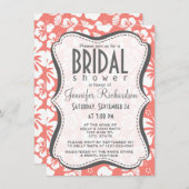 Invitation Hibiscus tropical rose corail (Devant / Derrière)