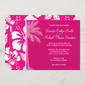 Invitation Hibiscus tropical rose vif (Devant / Derrière)