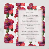 Invitation Hibiscus Tropical Rouge Fête des mariées florale (Devant / Derrière)