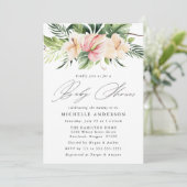 Invitation Hibiscus tropicaux Fleurs et Baby shower Feuille (Debout devant)