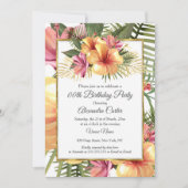 Invitation Hibiscus tropicaux Floral Jaune Or Rose Anniversai (Devant)