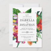 Invitation Hibiscus tropicaux, Plumeria & Palm | MARIAGE (Devant)