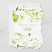 Invitation Hibiscus vert Mariage floral et hirondelle (Dos)