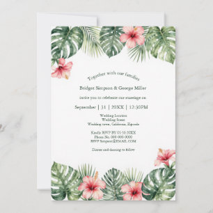 Invitation Hibiscus Vintage Hawaii Floral Tropical Mariage