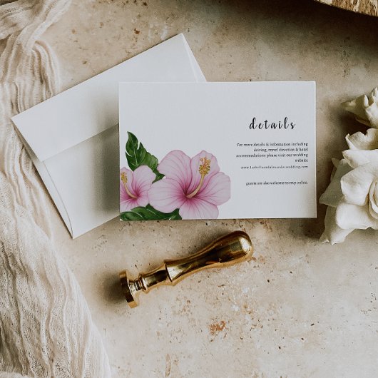 Invitation Hibiscus Wedding Details Card