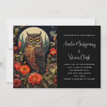 Hibou à la nuit avec un Mariage de Pleine lune