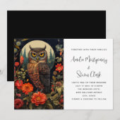 Invitation Hibou à la nuit avec un Mariage de Pleine lune (Devant / Derrière)