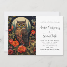 Hibou à la nuit avec un Mariage de Pleine lune