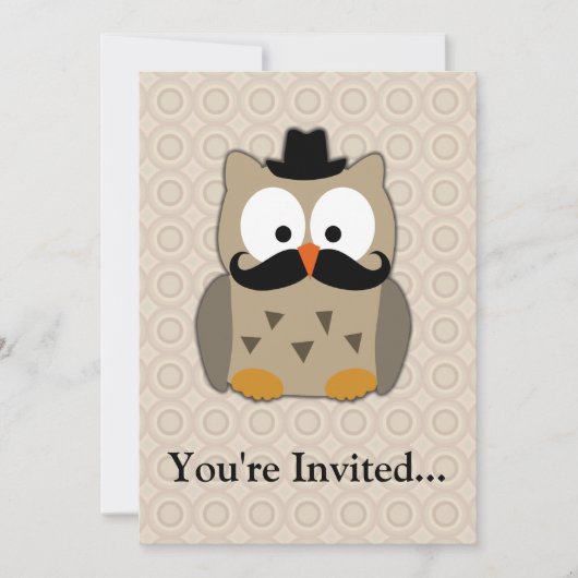 Invitation Hibou avec Moustache et Casquette (Devant)