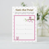 Invitation Hibou Baby shower à thème "Nommez ce caca !" Jeu (Debout devant)