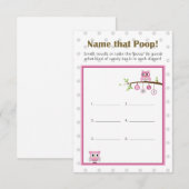 Invitation Hibou Baby shower à thème "Nommez ce caca !" Jeu (Devant / Derrière)