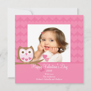 Invitation Hibou COEUR L'Carte photo de Valentine