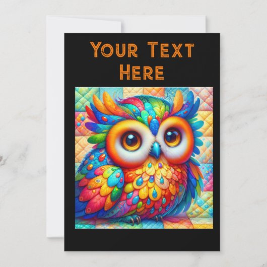 Invitation Hibou Coloré Adorable (Devant)