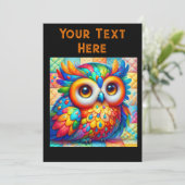 Invitation Hibou Coloré Adorable (Debout devant)
